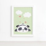Quadro Animais Panda Sonhando Moldura Branca 22x32cm