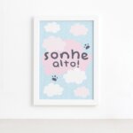 Quadro Animais Panda Sonhe Alto Moldura Branca 22x32cm