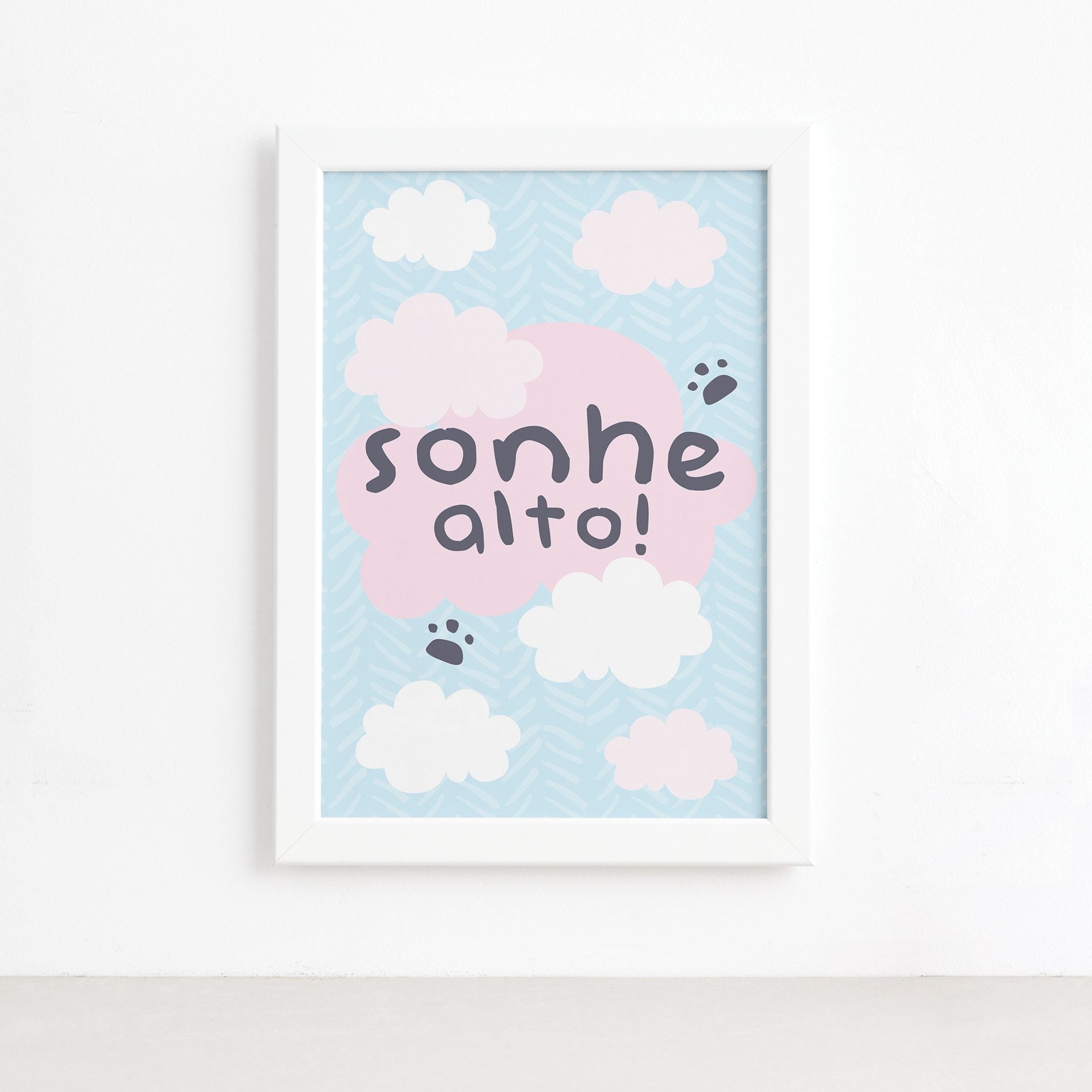 Quadro Animais Panda Sonhe Alto Moldura Branca 22x32cm,Quadro Animais Panda Sonhe Alto Moldura Branca 22x32cm