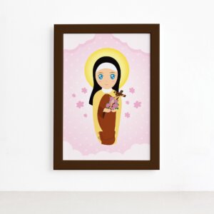 Quadro Santa Terezinha Moldura Marrom 22x32cm,Quadro Santa Terezinha Moldura Marrom 22x32cm