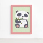 Quadro Animais Panda Moldura Rosa 22x32cm