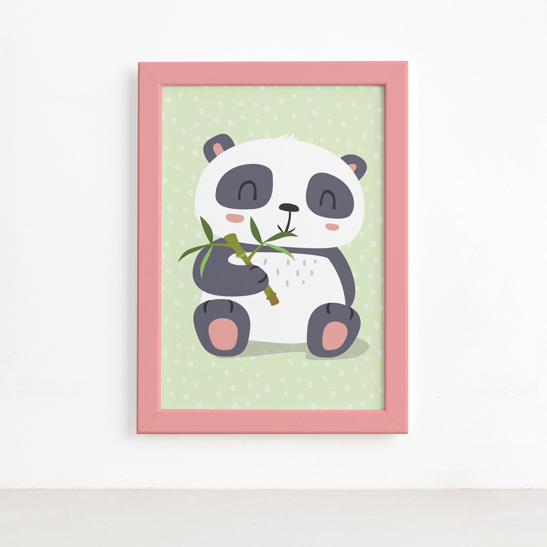 Quadro Animais Panda Moldura Rosa 22x32cm,Quadro Animais Panda Moldura Rosa 22x32cm