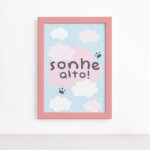Quadro Animais Panda Sonhe Alto Moldura Rosa 22x32cm