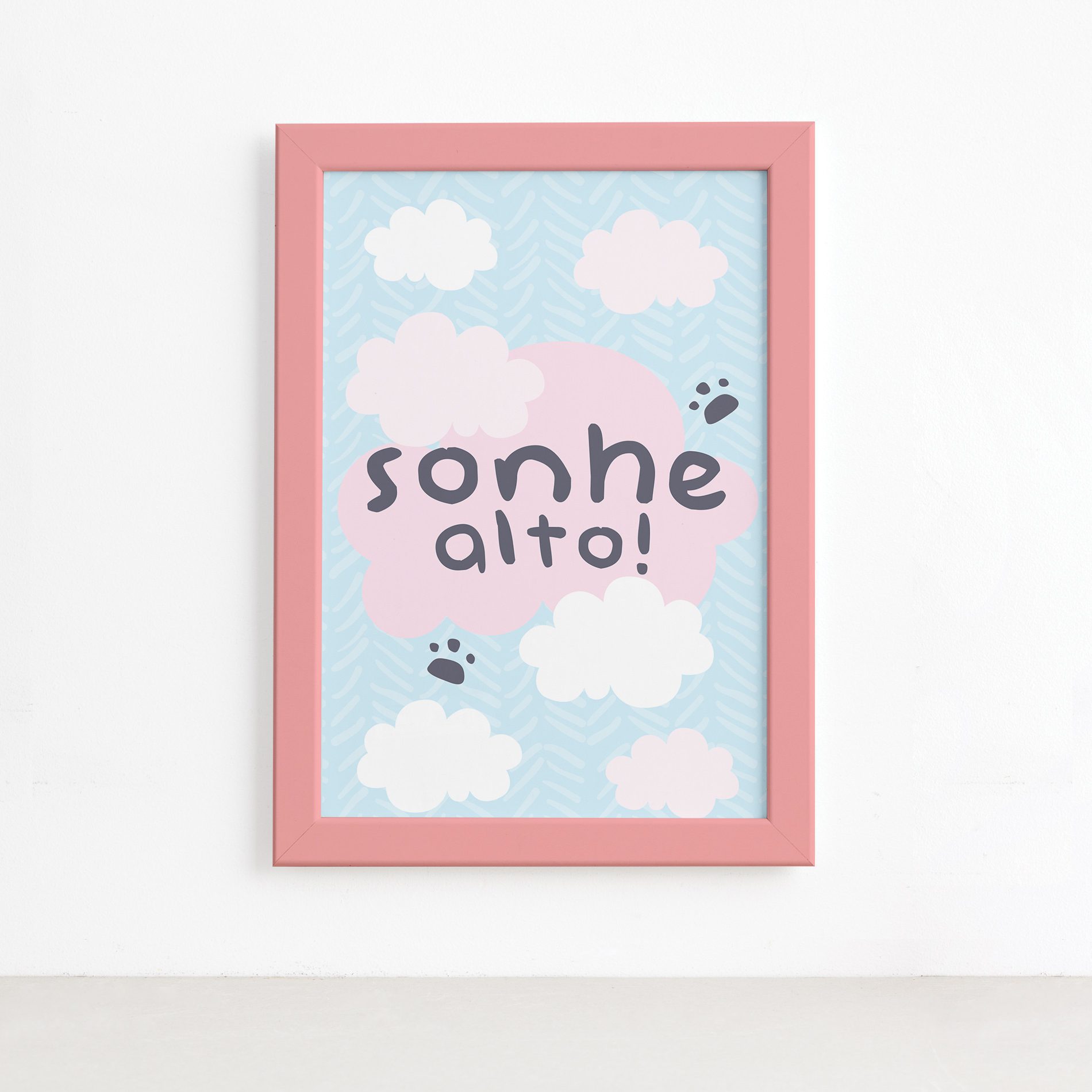 Quadro Animais Panda Sonhe Alto Moldura Rosa 22x32cm,Quadro Animais Panda Sonhe Alto Moldura Rosa 22x32cm