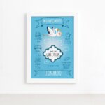 Quadro Personalizado Nascimento Menino Mold Branca 22x32cm