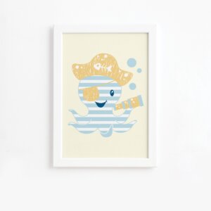 Quadro Infantil Marinheiro Pirata Moldura Branca