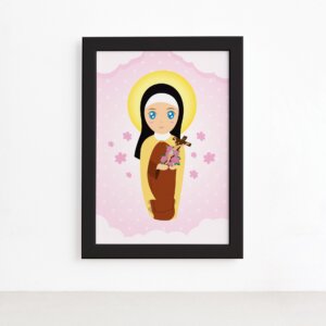 Quadro Santa Terezinha Moldura Preta 22x32cm,Quadro Santa Terezinha Moldura Preta 22x32cm