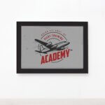 Quadro Vintage Avião Academy Moldura Preta 22x32cm