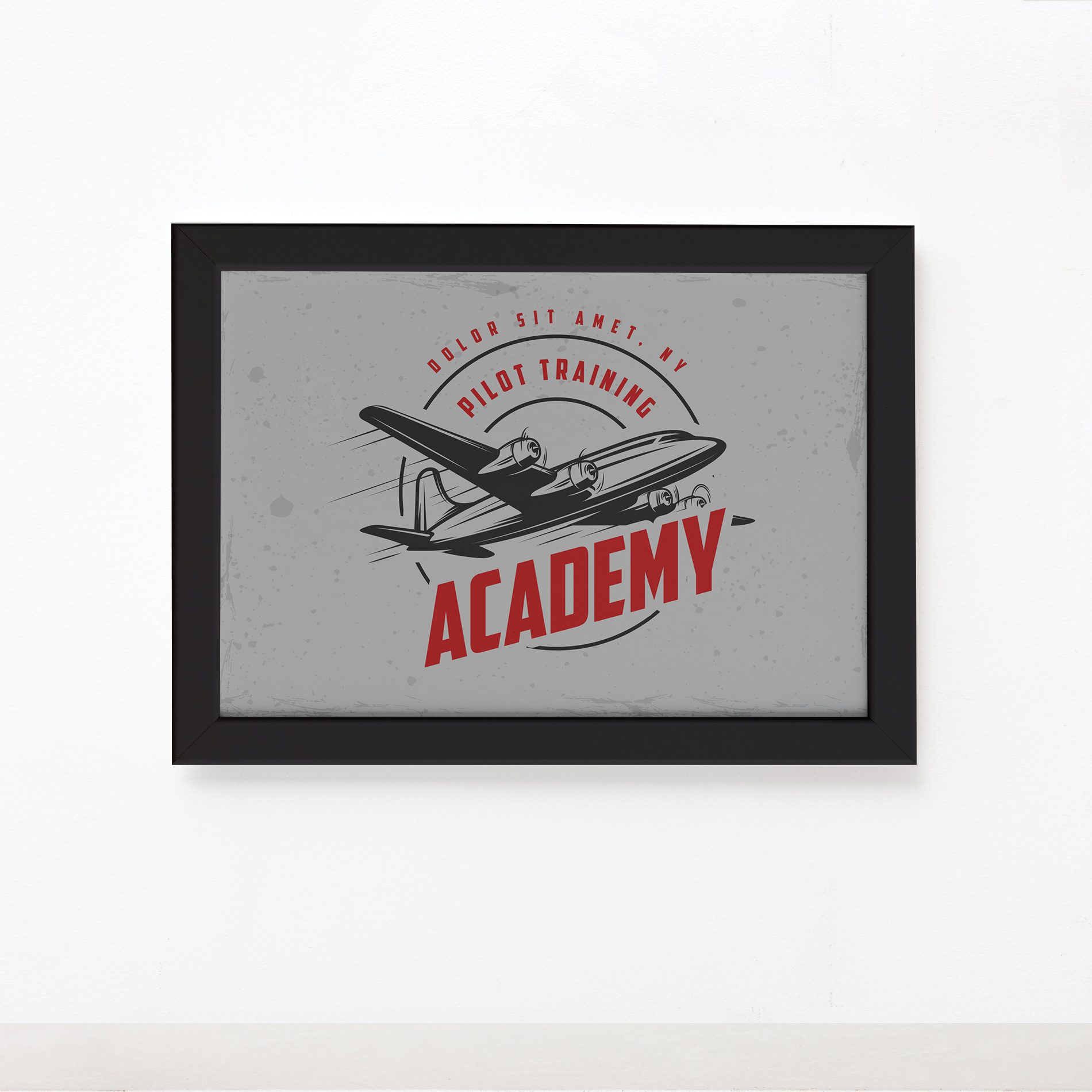 Quadro Vintage Avião Academy Moldura Preta 22x32cm,Quadro Vintage Avião Academy Moldura Preta 22x32cm