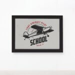 Quadro Vintage Avião School Moldura Preta 22x32cm