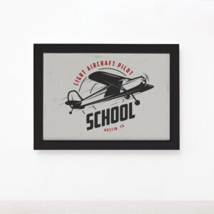 Quadro Vintage Avião School Moldura Preta 22x32cm,Quadro Vintage Avião School Moldura Preta 22x32cm