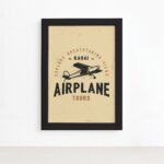 Quadro Vintage Avião Tours 01 Moldura Preta 22x32cm