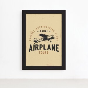 Quadro Vintage Avião Tours 01 Moldura Preta 22x32cm,Quadro Vintage Avião Tours 01 Moldura Preta 22x32cm