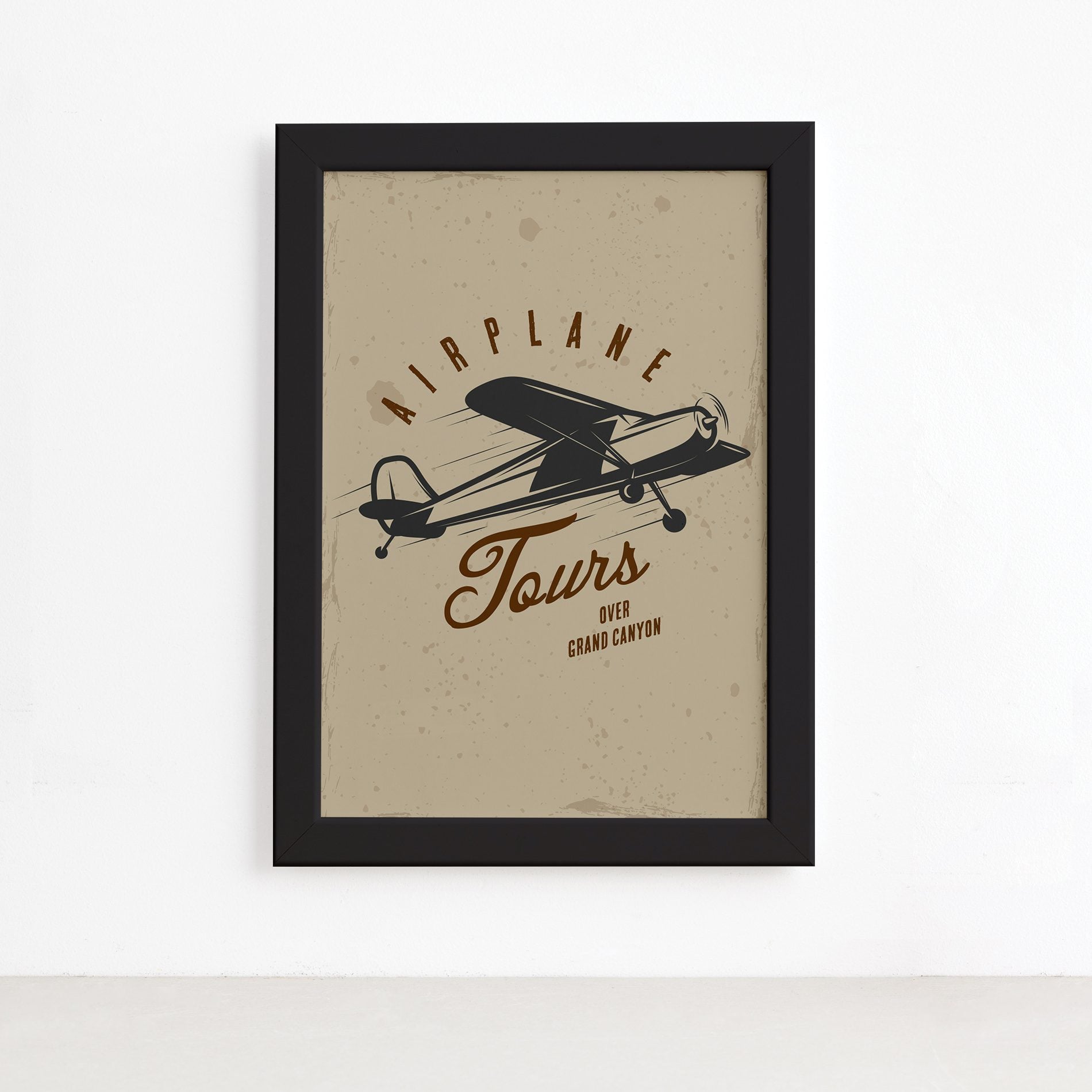 Quadro Vintage Avião Tours 02 Moldura Preta 22x32cm,Quadro Vintage Avião Tours 02 Moldura Preta 22x32cm