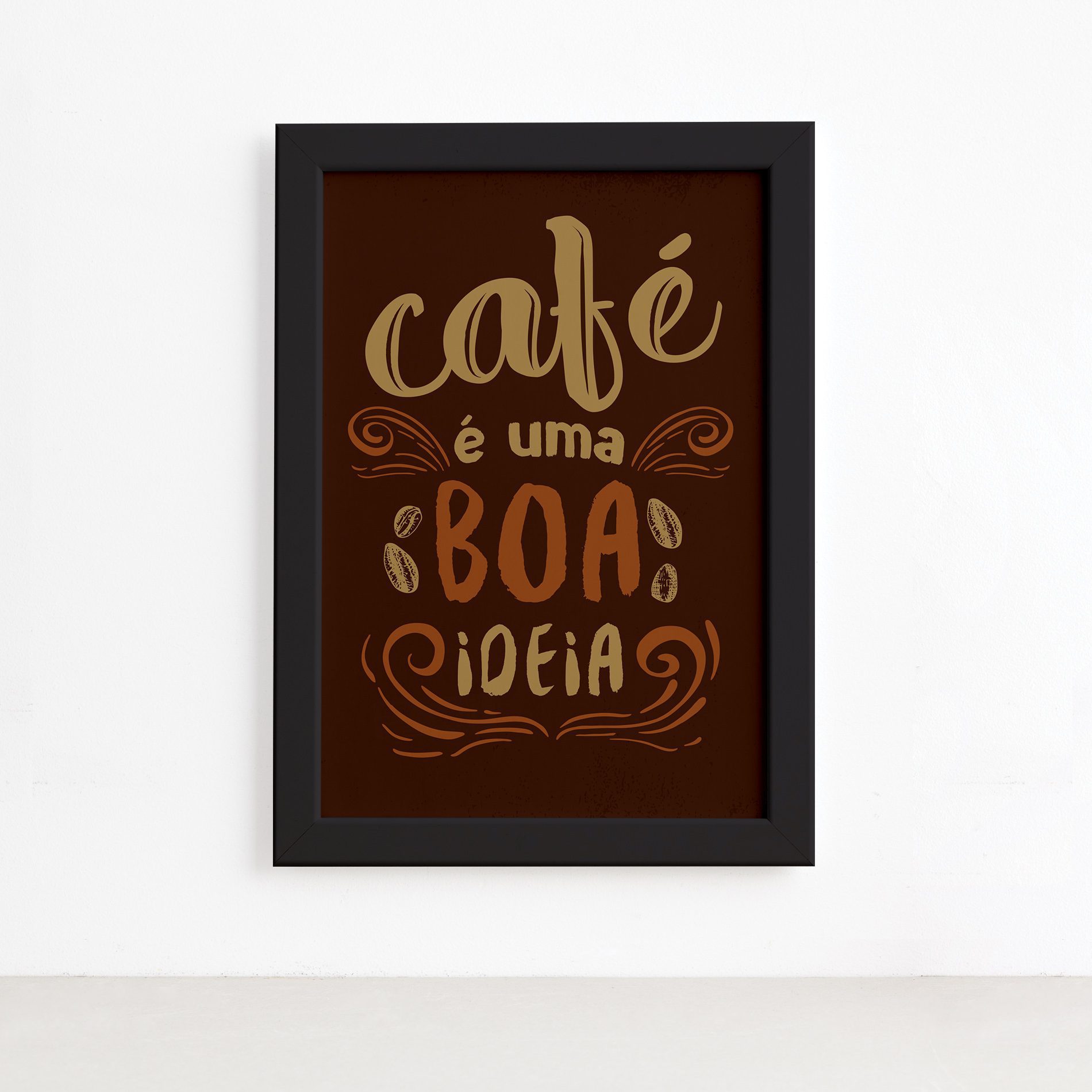 Quadro Cozinha Café é uma Boa Ideia Moldura Preta 22x32cm,Quadro Cozinha Café é uma Boa Ideia Moldura Preta 22x32cm