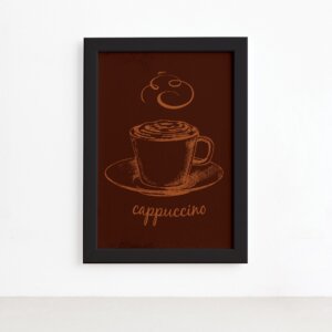 Quadro Café Cozinha Cappuccino Moldura Preta 22x32cm,Quadro Café Cozinha Cappuccino Moldura Preta 22x32cm