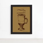 Quadro Cozinha Café Mochaccino Moldura Preta 22x32cm