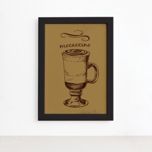 Quadro Cozinha Café Mochaccino Moldura Preta 22x32cm,Quadro Cozinha Café Mochaccino Moldura Preta 22x32cm