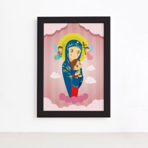 Quadro Nossa Senhora Virgem Maria Moldura Preta 22x32cm,Quadro Nossa Senhora Virgem Maria Moldura Preta 22x32cm