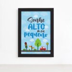 Quadro Sonhe Alto Meu Pequeno Carros Moldura Preta 22x32cm