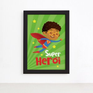 Quadro Super Herói Moldura Preta 22x32cm