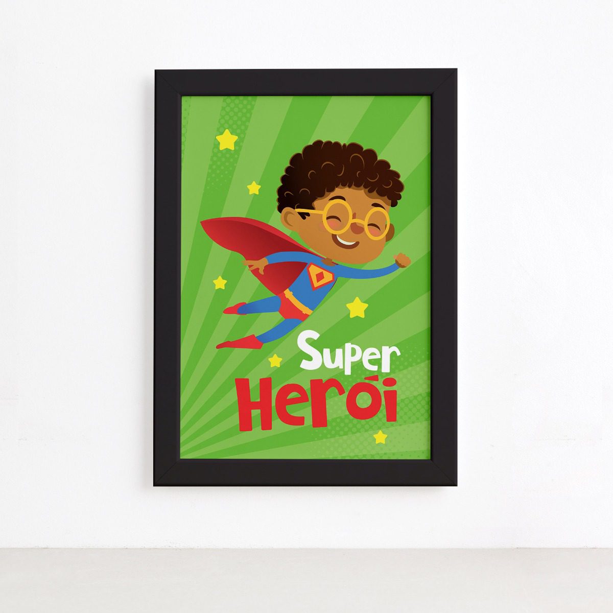 Quadro Super Herói Moldura Preta 22x32cm