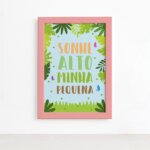Quadro Sonhe Alto Minha Pequena Safari Mold Rosa 22x32cm