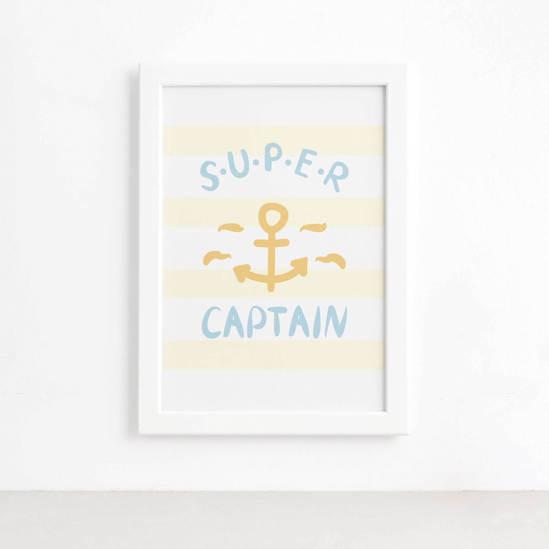 Quadro Infantil Marinheiro Capitão Moldura Branca