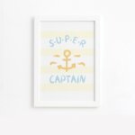 Quadro Infantil Marinheiro Capitão Moldura Branca 33x43cm