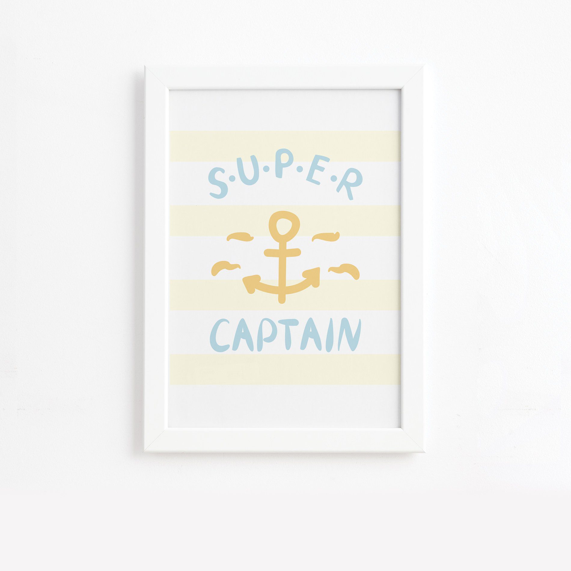 Quadro Infantil Marinheiro Capitão Moldura Branca