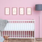 Quadros Girafa e Hipopótamo Rosa Kit 4un Moldura Rosa