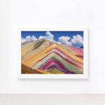 Quadro Paisagem Peru Rainbow Montain Moldura Branca 33x43cm