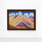 Quadro Paisagem Peru Rainbow Montain Moldura Marrom 22x32cm