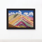 Quadro Paisagem Peru Rainbow Montain Moldura Preta 22x32cm