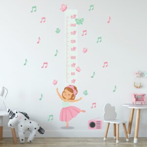 Adesivo de Parede Infantil Menina Bailarina Régua 155cm