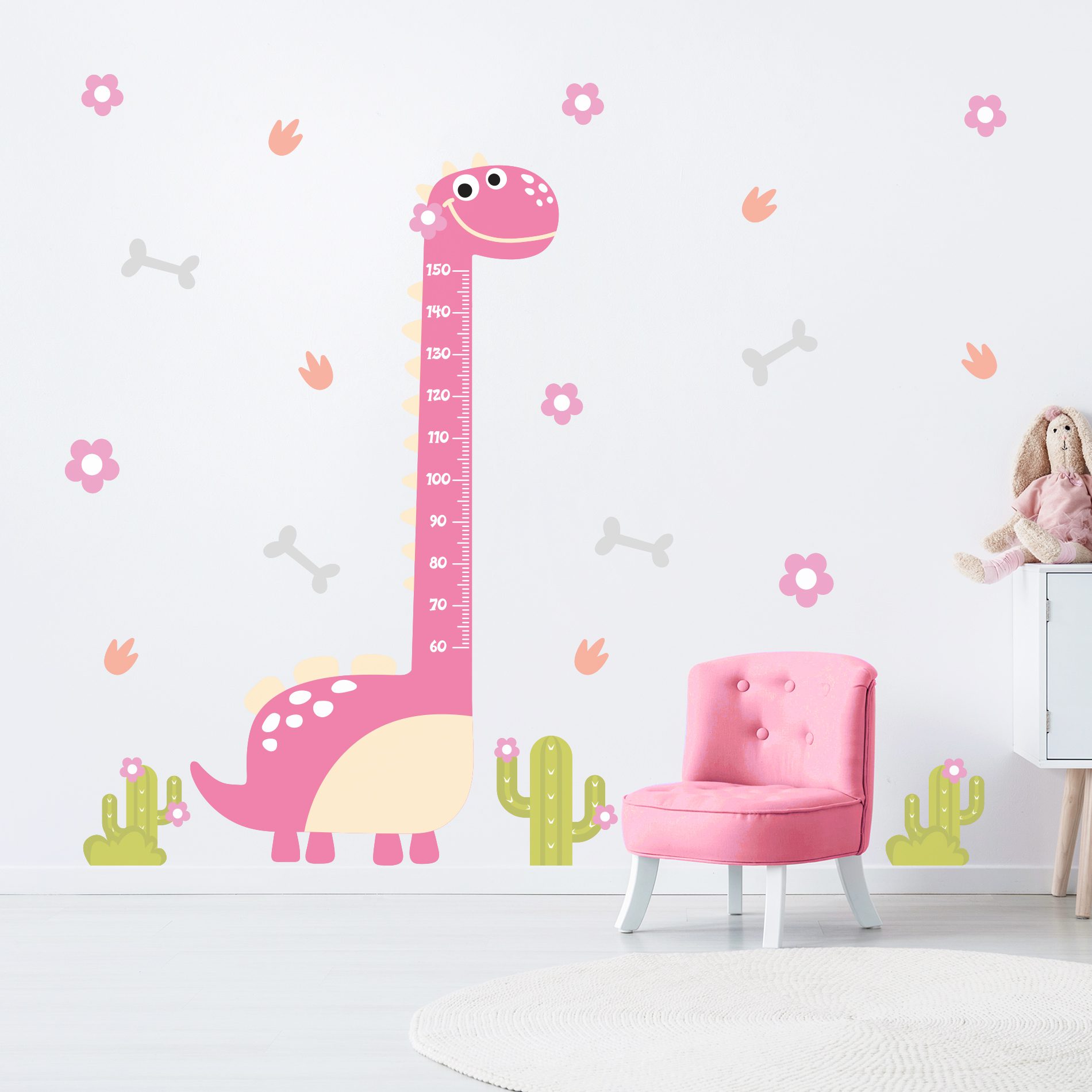 Adesivo Infantil Dinossauro Baby Menina Régua
