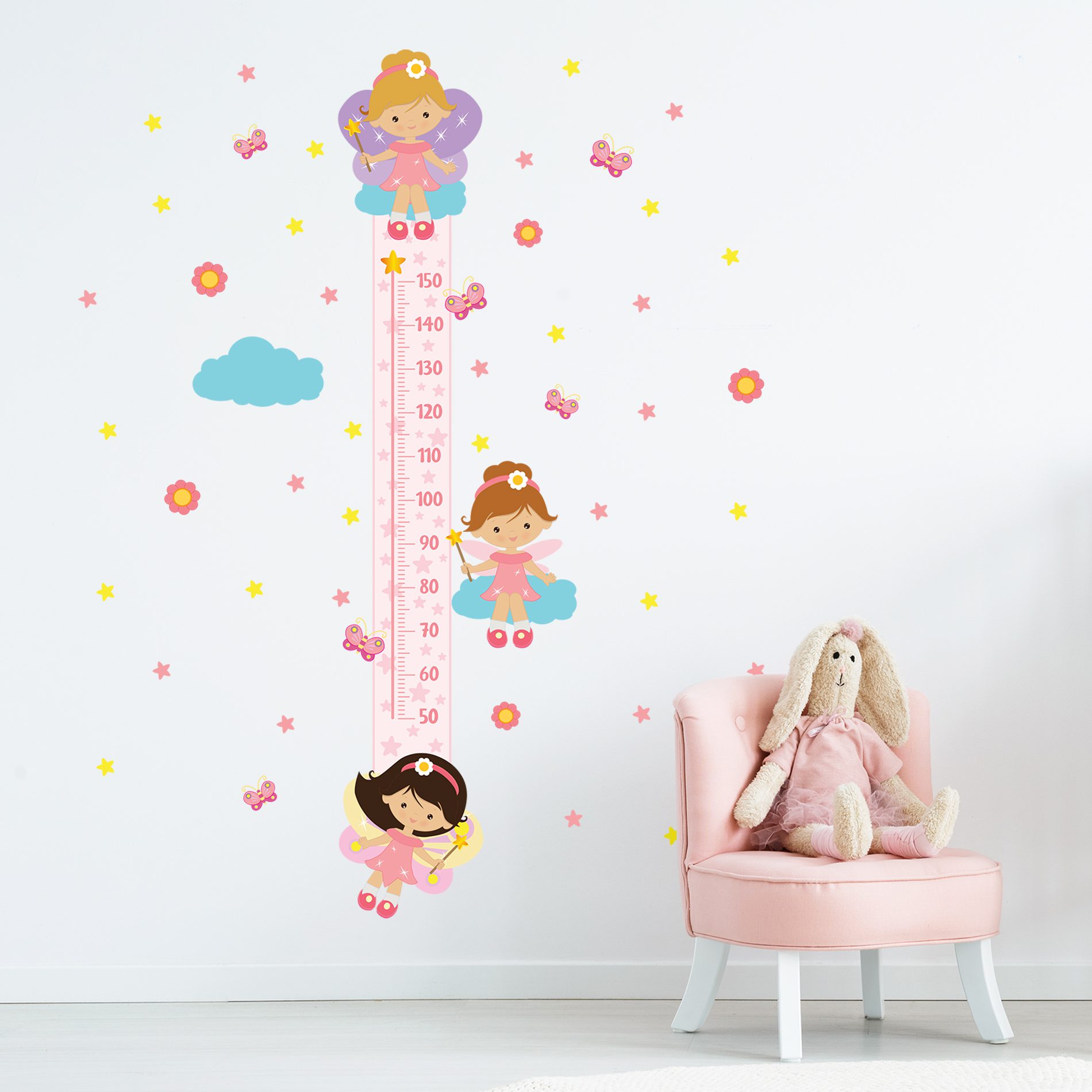 Adesivo de Parede Infantil Menina Fadas Baby Régua
