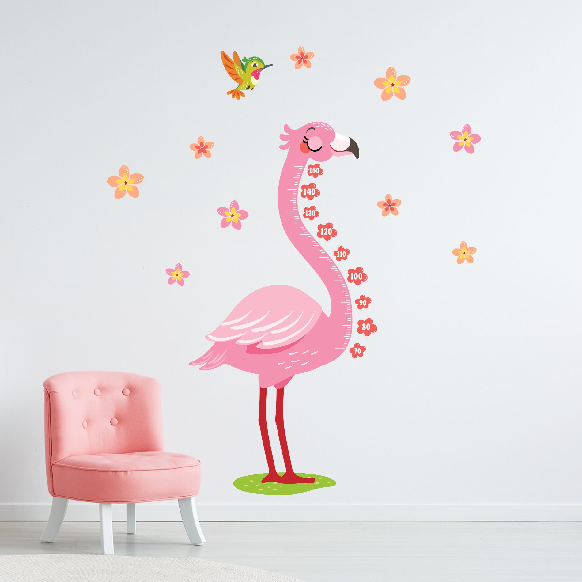 Adesivo de Parede Flamingo Régua de Crescimento 187x78cm