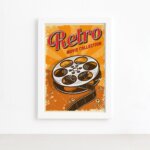 Quadro Vintage Cinema Retro Movie Moldura Branca 33x43cm