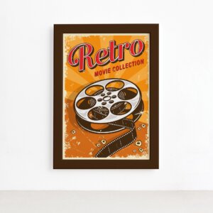 Quadro Vintage Cinema Retro Movie Moldura Marrom 22x32cm,Quadro Vintage Cinema Retro Movie Moldura Marrom 22x32cm