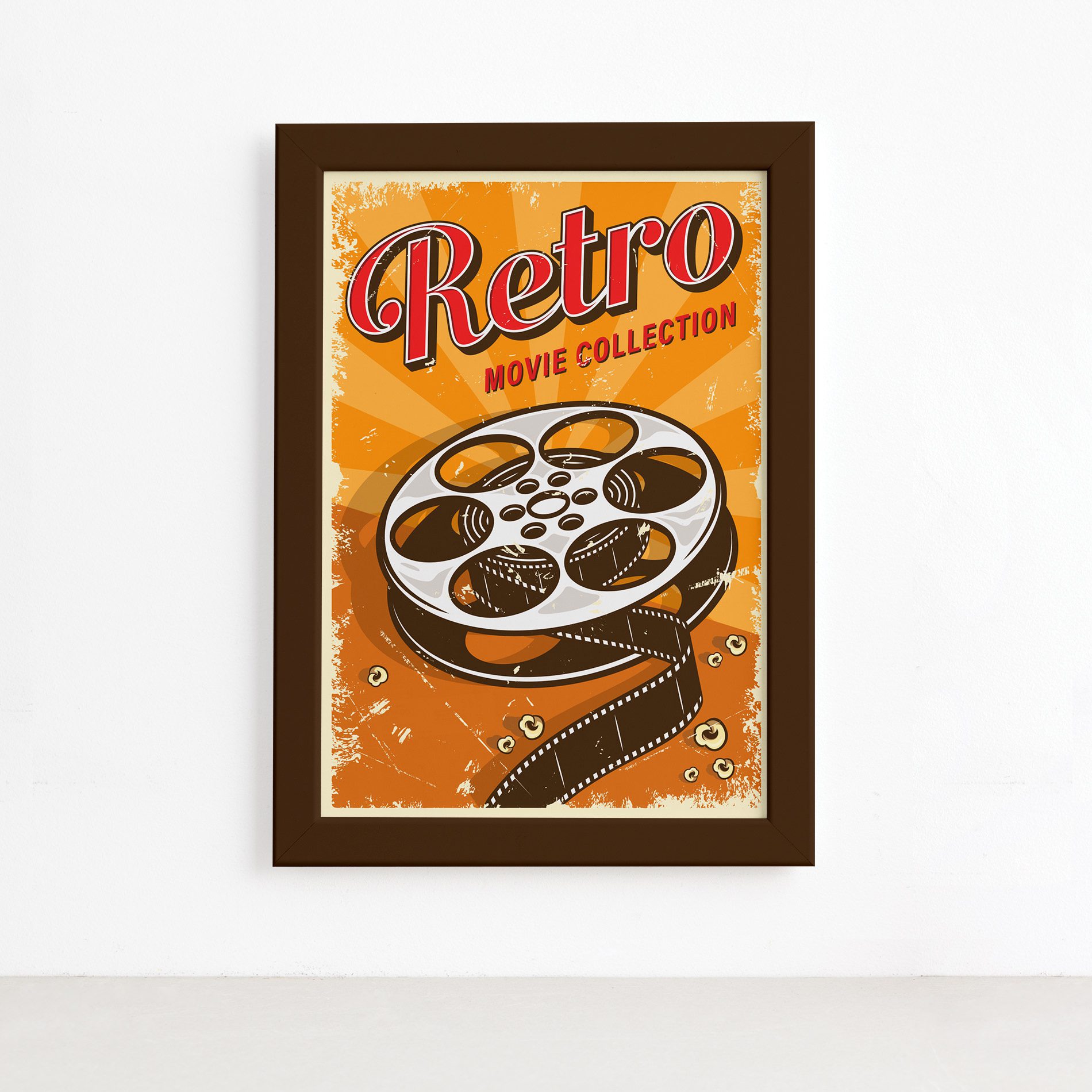 Quadro Vintage Cinema Retro Movie Moldura Marrom 22x32cm,Quadro Vintage Cinema Retro Movie Moldura Marrom 22x32cm