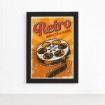 Quadro Vintage Cinema Retro Movie Moldura Preta 22x32cm