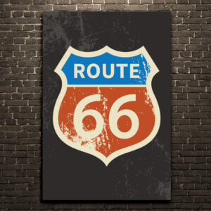 Placa Decorativa MDF Vintage Rota 66 30x40