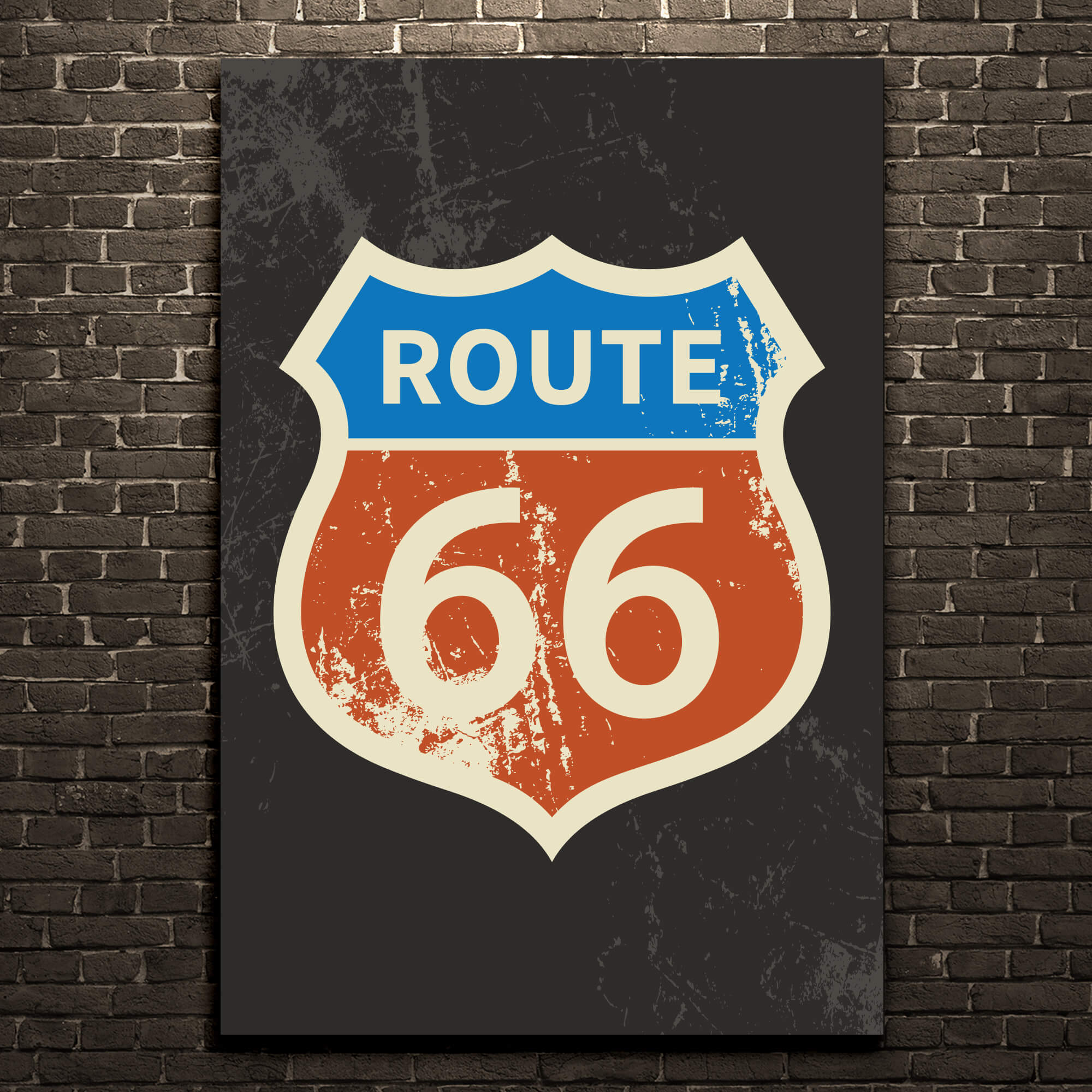 Placa Decorativa MDF Vintage Rota 66 30x40