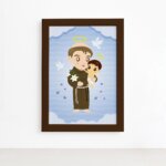 Quadro Santo Antônio Santo Padroeiro Moldura Marrom 22x32cm