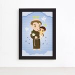 Quadro Santo Antônio Santo Padroeiro Moldura Preta 22x32cm