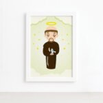 Quadro São Francisco Santo Padroeiro Moldura Branca 22x32cm