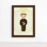 Quadro São Francisco Santo Padroeiro Moldura Marrom 22x32cm