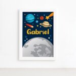 Quadro Decorativo Nome Personalizado Sistema Solar 33x43cm