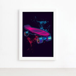 Quadro Skate Hobby Moldura Branca 22x32cm,Quadro Skate Hobby Moldura Branca 22x32cm